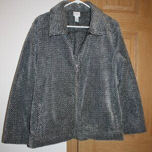 Zip Front Sweater Jacket Weekends by Chicos size 3 (XL) Gray